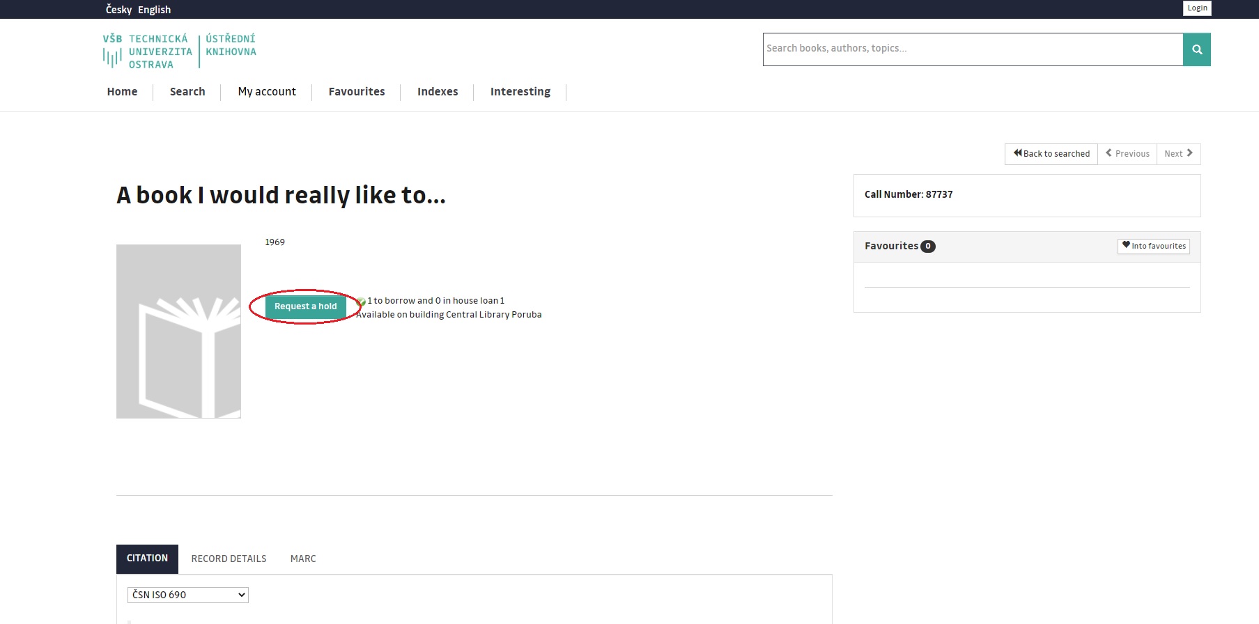 Screenshot of putting a reservation
